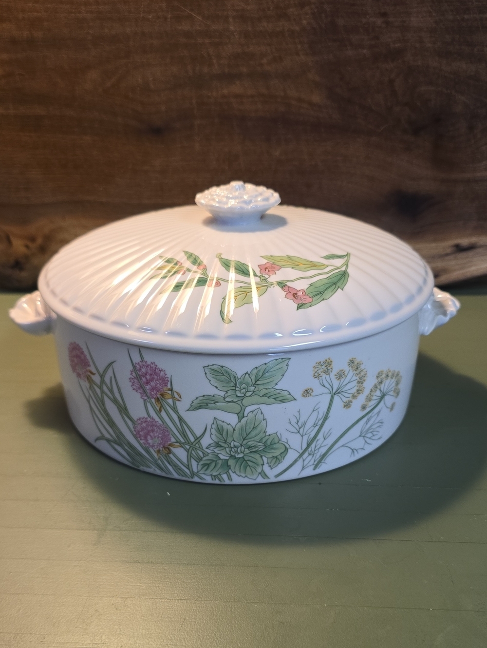 Vintage Shafford Herbs & Spices Oven To Table Porcelain Round Covered Casserole